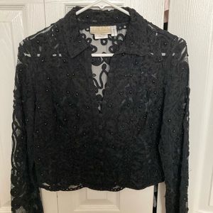 CACHE black lace sequin bolero.